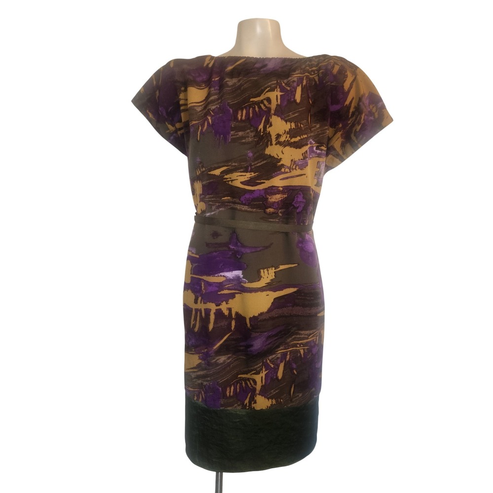 Simply Vera Vera Wang Abstract Print Shift Dress Purple Olive Green Small